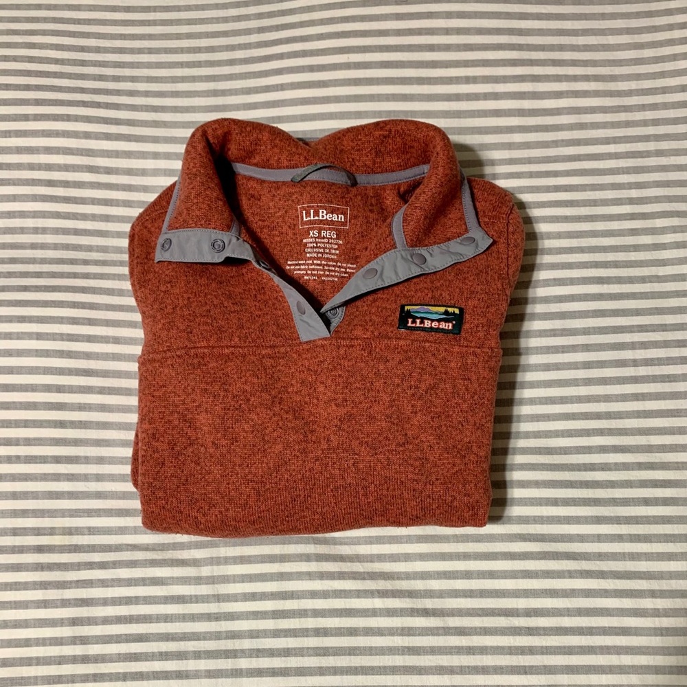 Brick red L.L. Bean quarter snap pullover (XS)